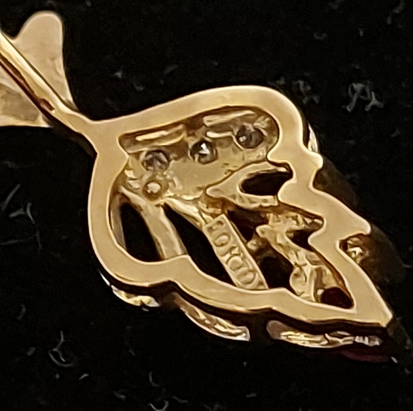 Pink Ruby & Diamond Jewelry in 10 Karat Yellow Gold Settings (Cancer Sign Gem) - Picture 13 of 16